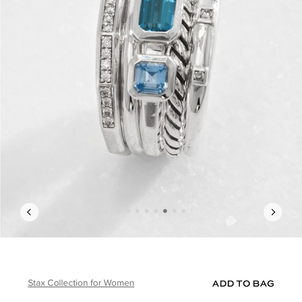 David Yurman London Blue Topaz Stax Five Row Ring - Picture 5 of 5